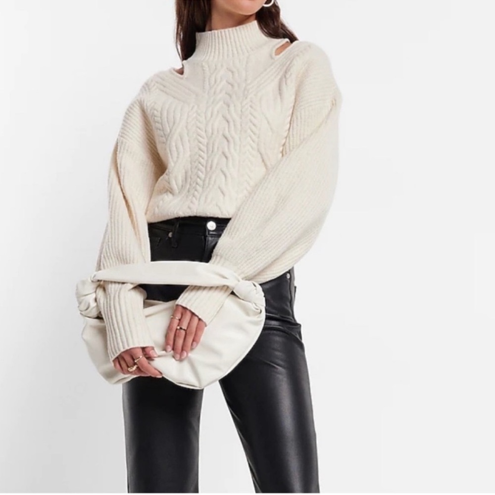 Express Cream Cable Knit Sweater